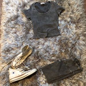 FASHION NOVA 💄 Smoke Gray 2 piece crop top set